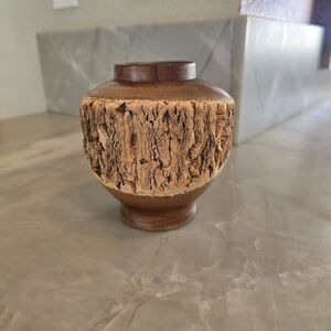 Handmade Natural Wood, Raw Bark, Vase Or Japanese Hakone Tea Caddy Jar